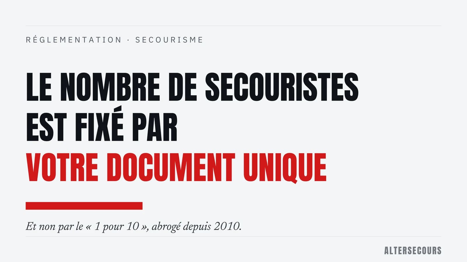 Couverture typographique : le nombre de secouristes est fixé par votre document unique