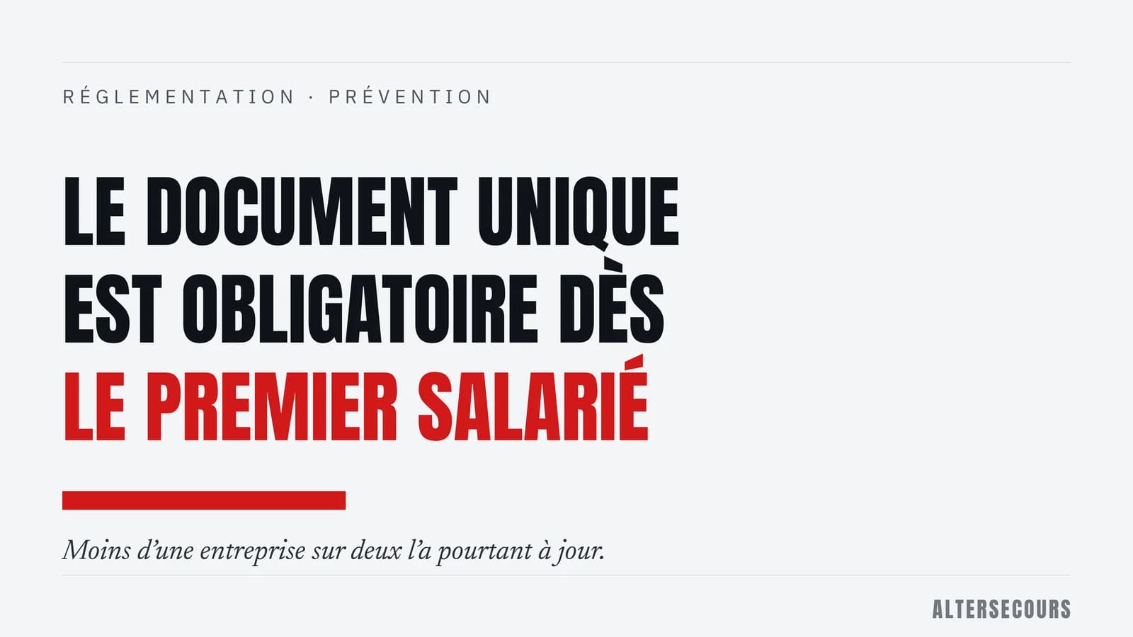 Couverture typographique : DUERP, le document unique d'évaluation des risques professionnels, obligatoire dès le premier salarié