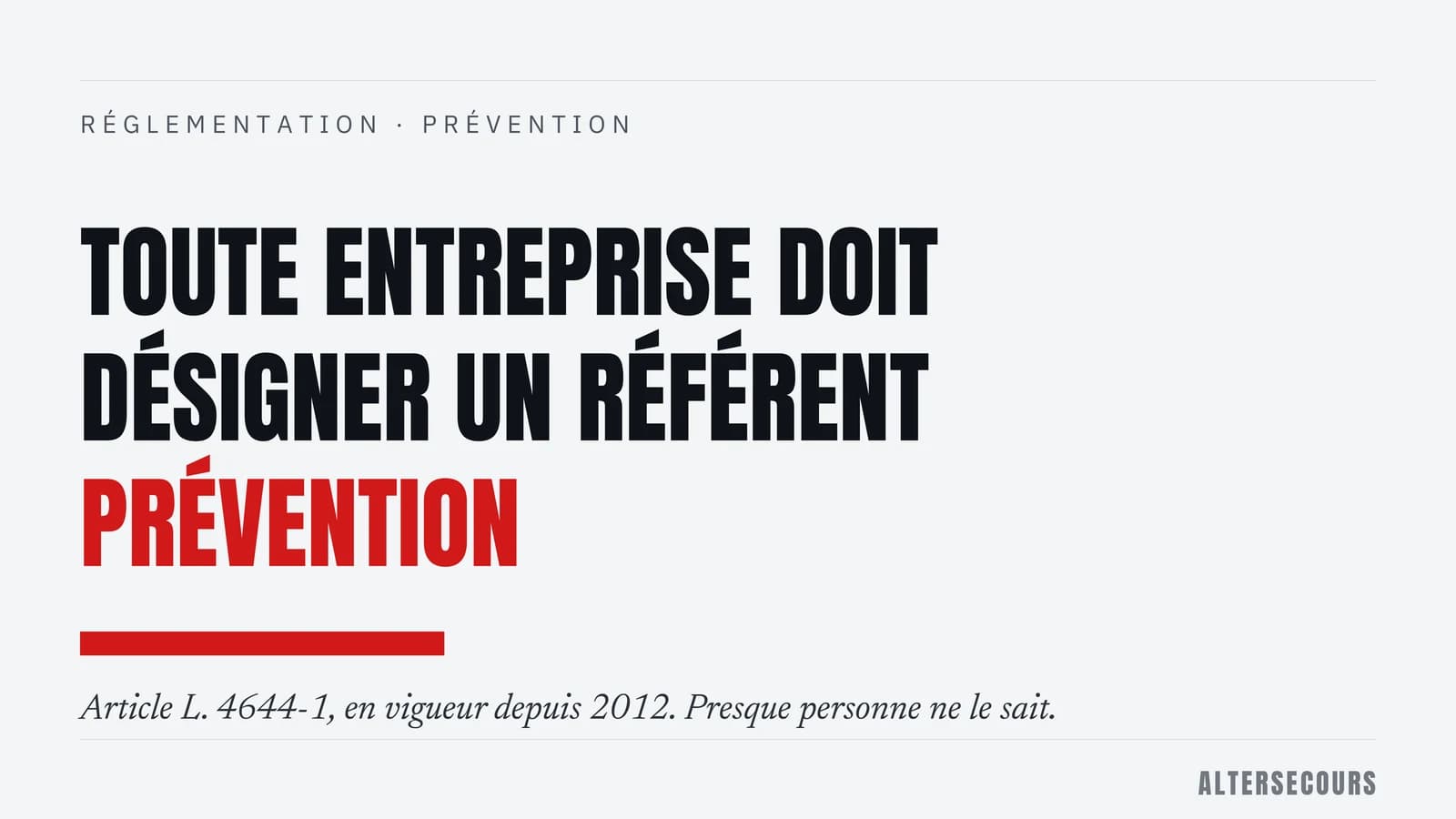 Couverture typographique : L. 4644-1, le référent santé-sécurité au travail, obligatoire dès le premier salarié